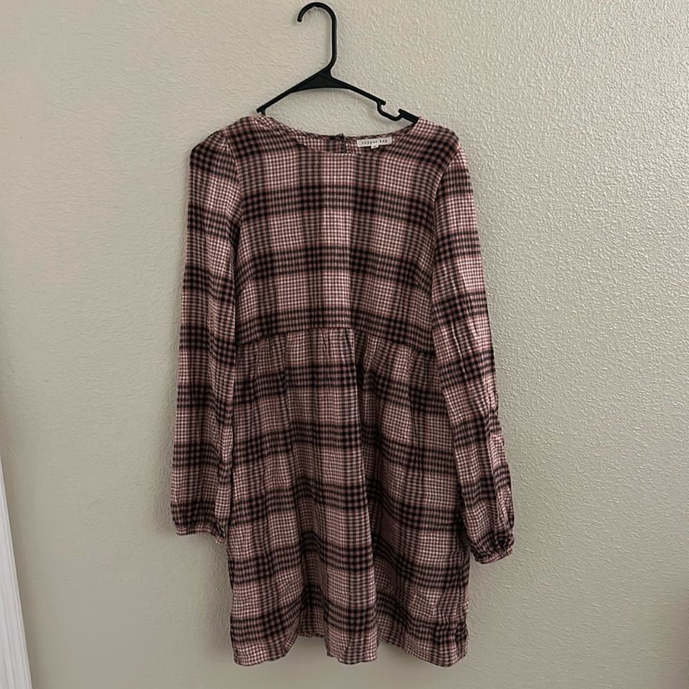 Copper Key long sleeve plaid dress
